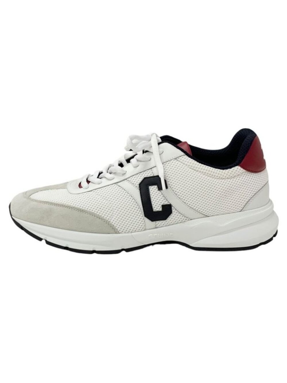 Celine Cr-02 Sneakers Shoes Mesh Leather Suede White Red Triomphe Logo - Picture 3 of 10